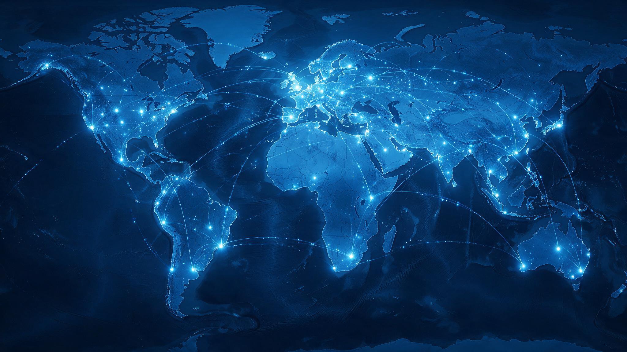 Illustration of a global content delivery network connecting servers to UAE users