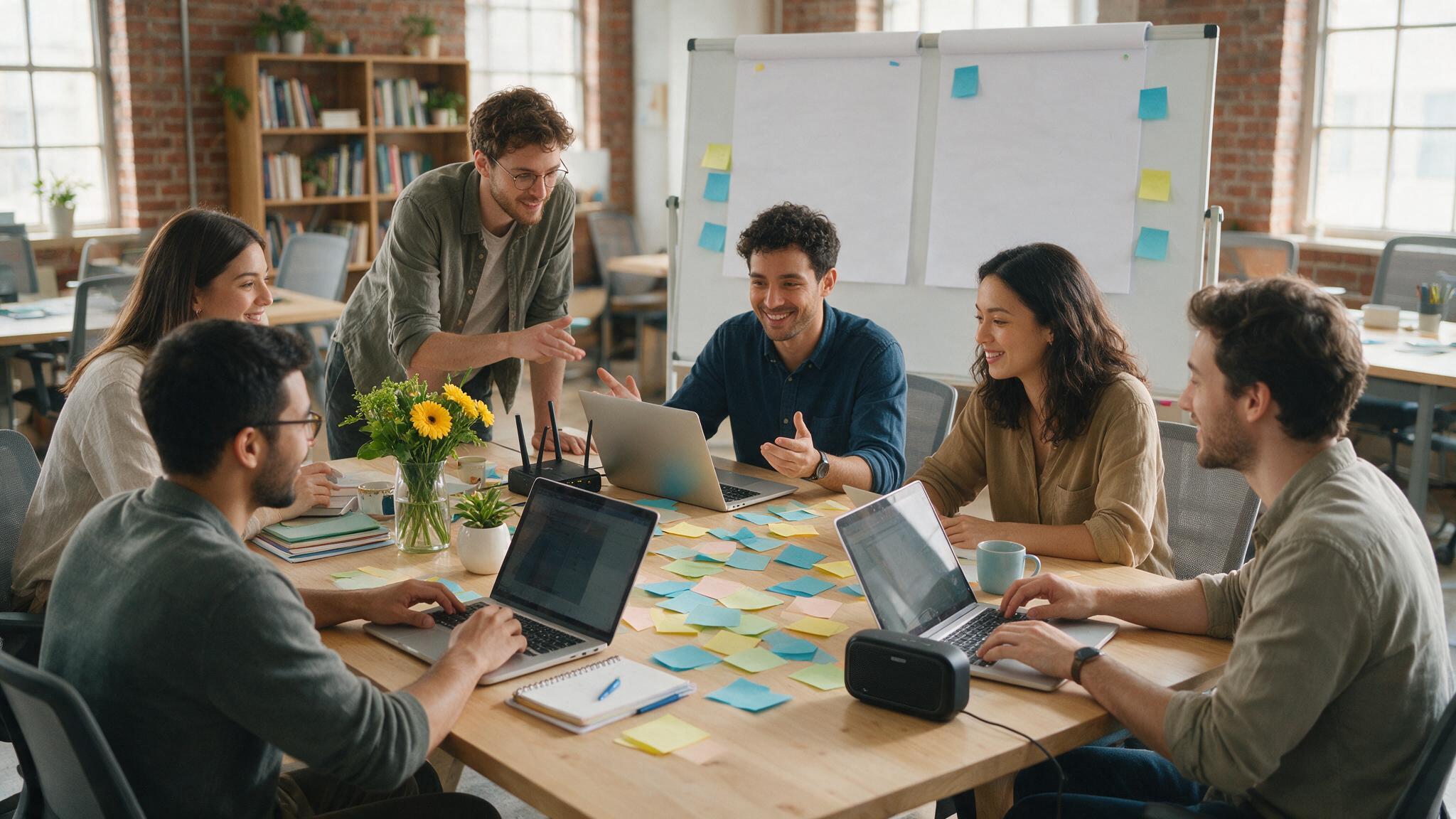 A Dubai startup team brainstorming domain name ideas on a whiteboard