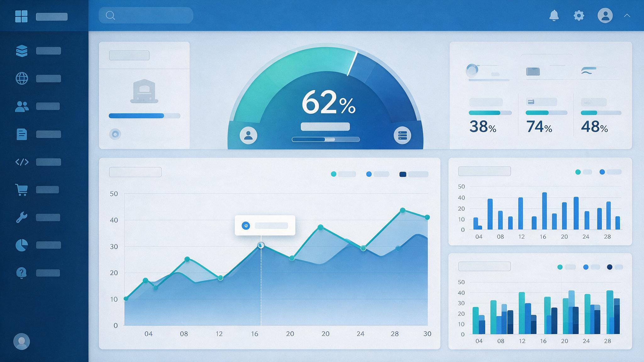 Web hosting control panel dashboard displayed on a laptop screen