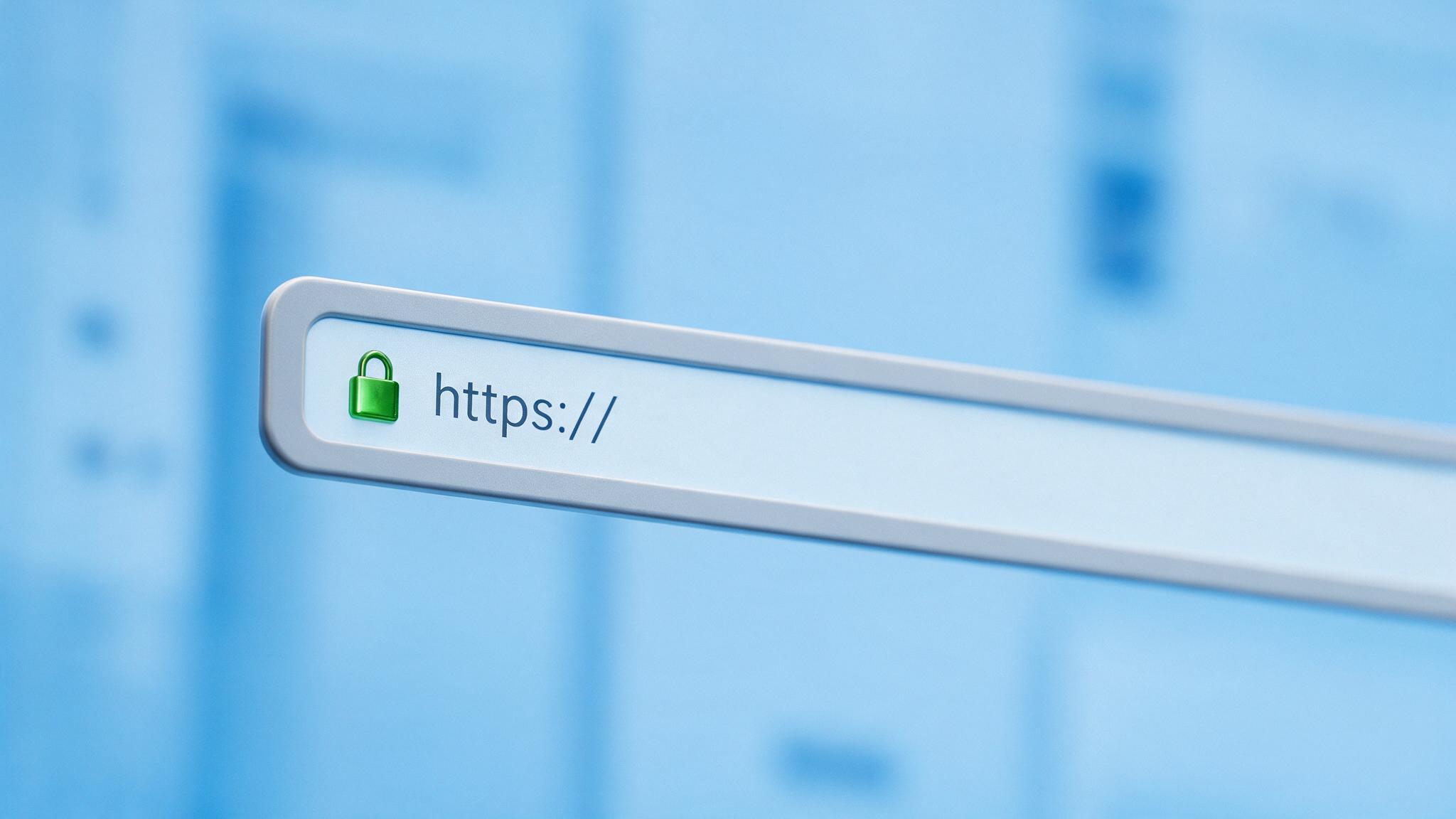 Green padlock and https address bar showing a free SSL certificate installed on a website