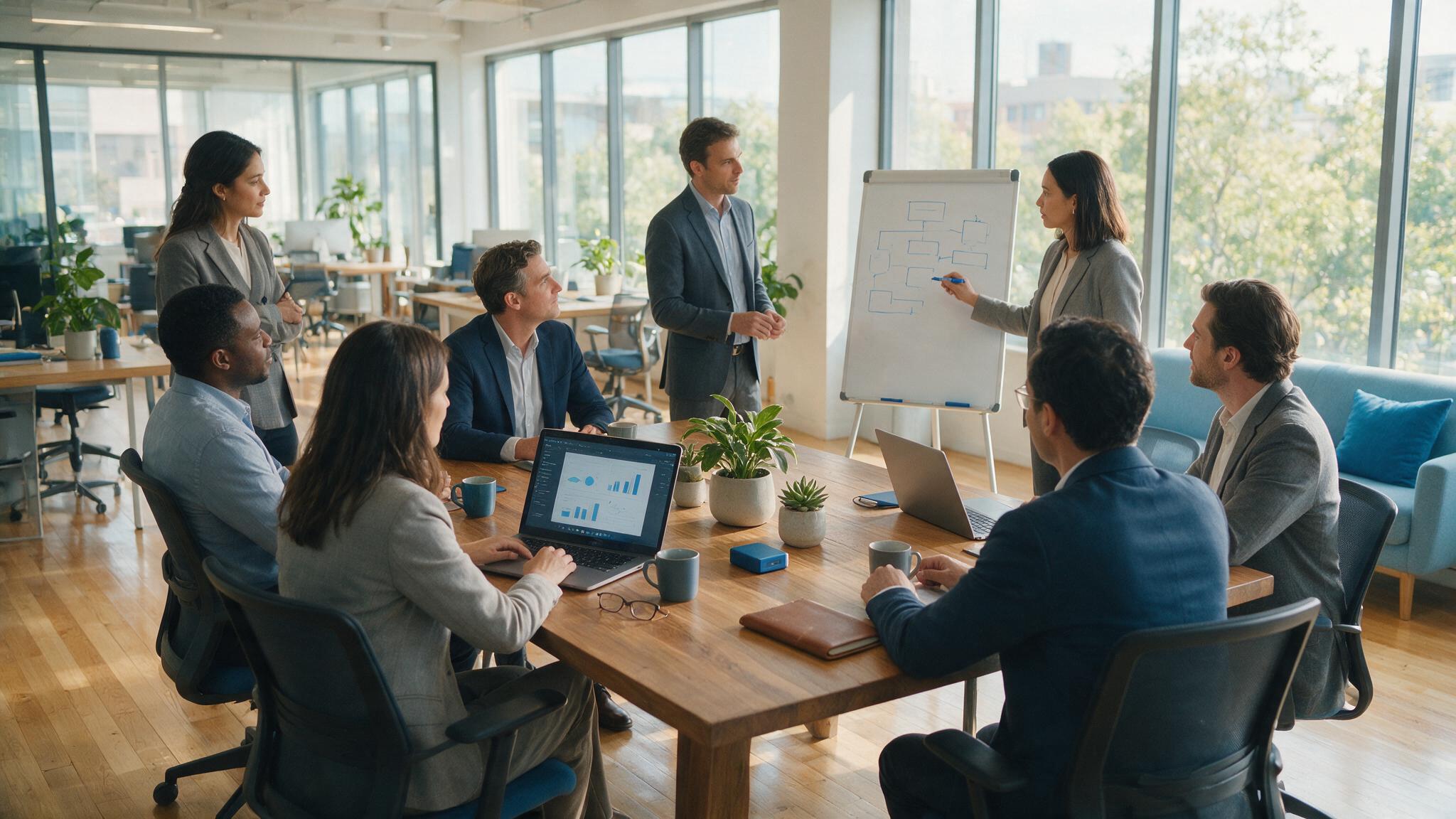 A UAE business team collaborating with professional branded email addresses on their screens