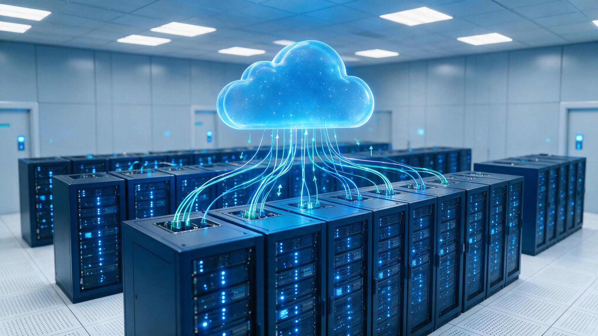 Cloud backup icon and server representing automatic website backups for a UAE business