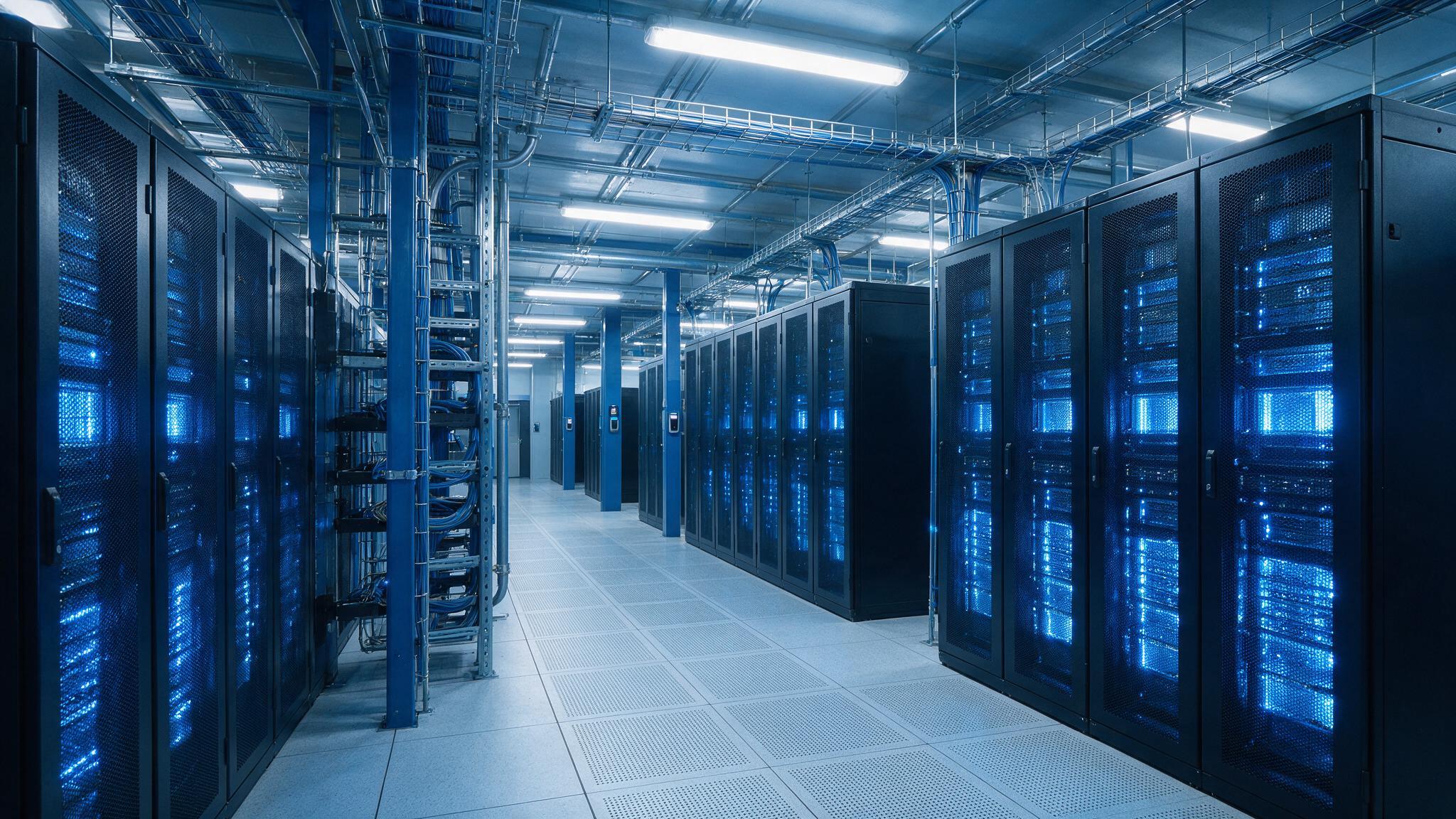 Modern hosting servers representing fast and secure WordPress hosting in the UAE
